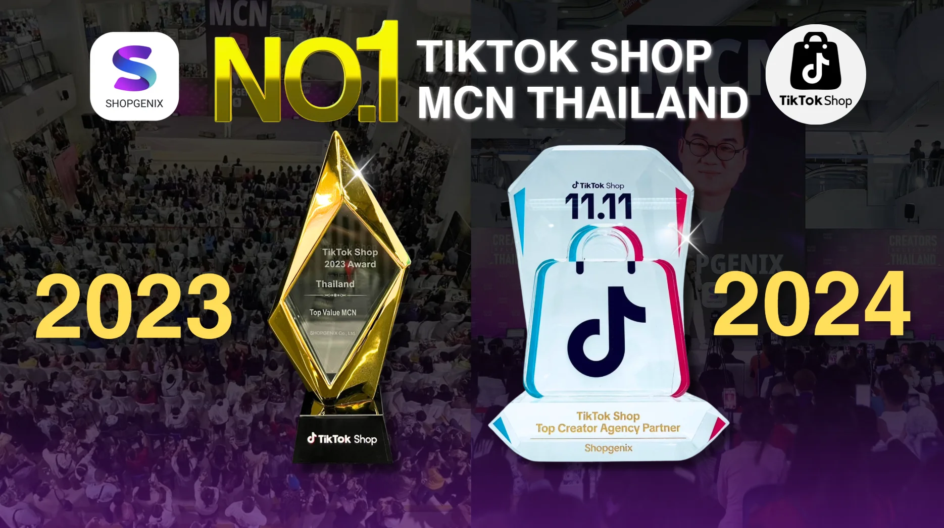 SHOPGENIX รับรางวัล Top Value MCN 2023 และ Top Creator Agency Partner 2024 จาก TikTok Shop Thailand